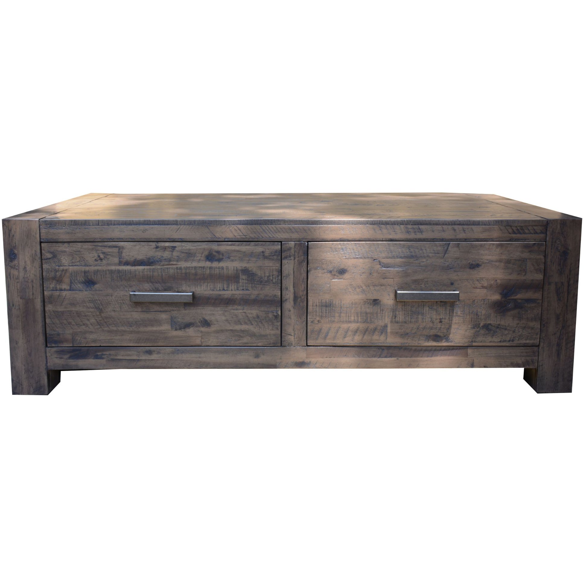 Catmint Coffee Table 127cm 2 Drawer Solid Acacia Wood - Stone Grey - Cosy Abode