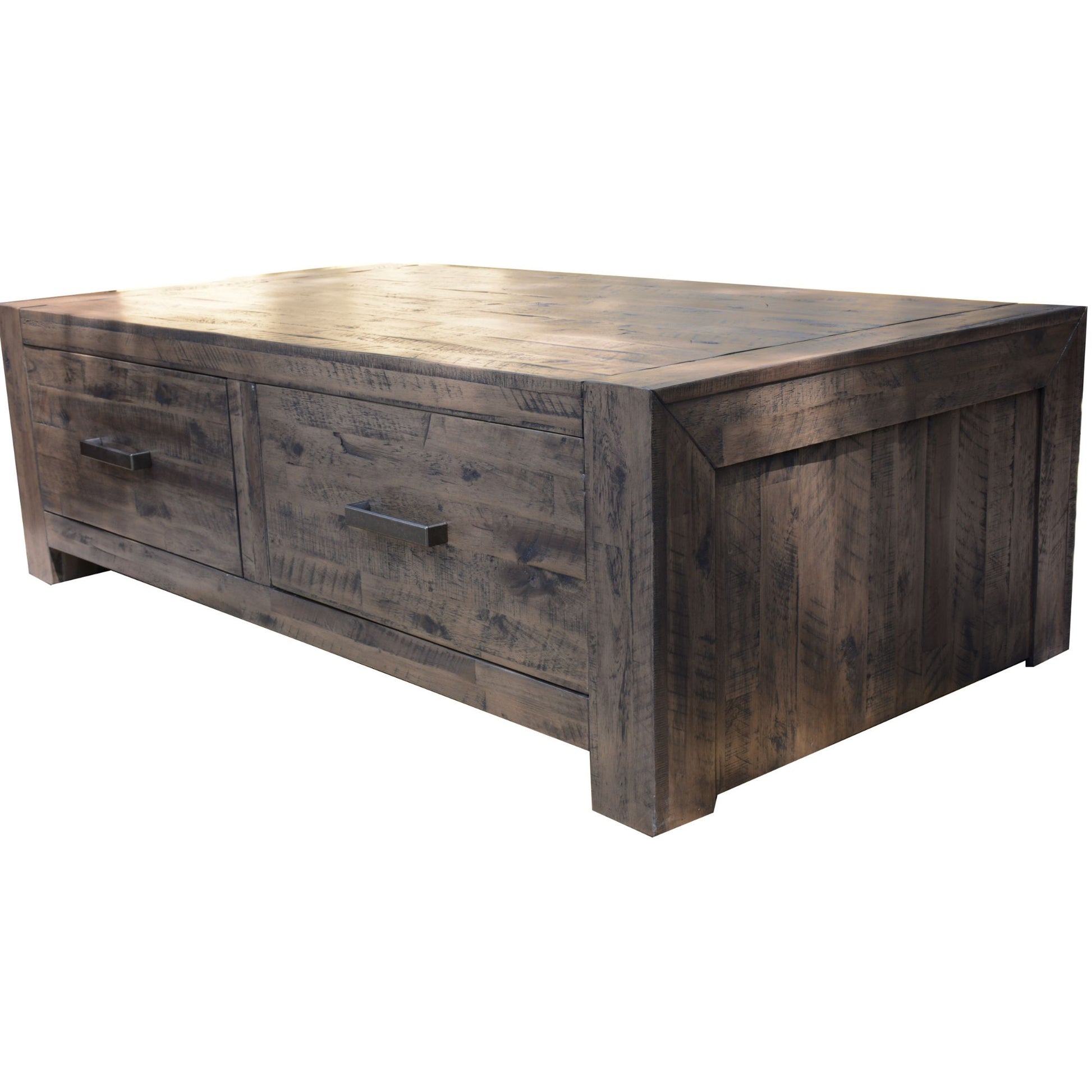 Catmint Coffee Table 127cm 2 Drawer Solid Acacia Wood - Stone Grey - Cosy Abode