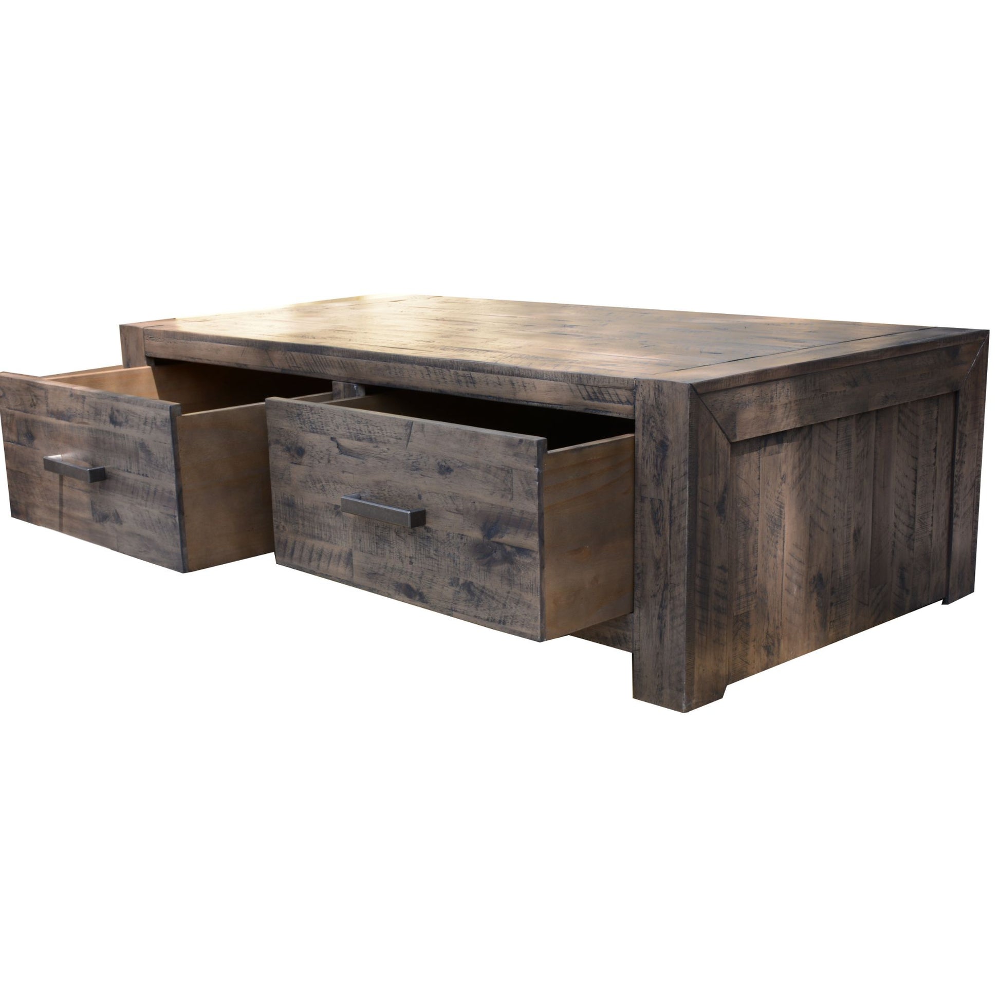 Catmint Coffee Table 127cm 2 Drawer Solid Acacia Wood - Stone Grey - Cosy Abode