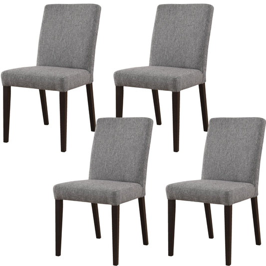 Catmint Dining Chair Set of 4 Fabric Upholstered Solid Acacia Wood - Granite - Cosy Abode