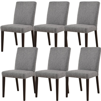 Catmint Dining Chair Set of 6 Fabric Upholstered Solid Acacia Wood - Granite - Cosy Abode