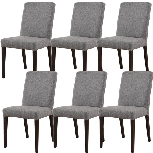 Catmint Dining Chair Set of 6 Fabric Upholstered Solid Acacia Wood - Granite - Cosy Abode