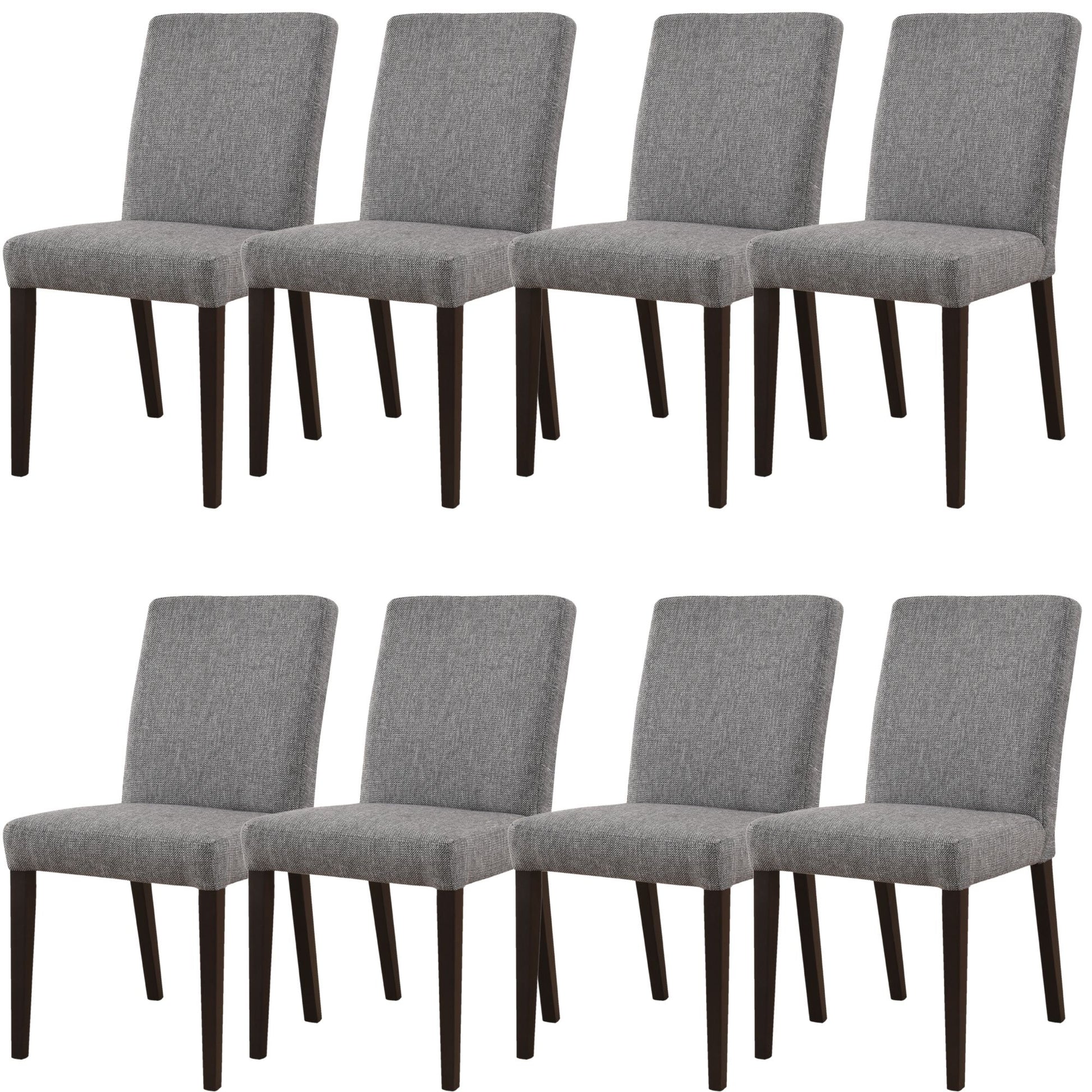 Catmint Dining Chair Set of 8 Fabric Upholstered Solid Acacia Wood - Granite - Cosy Abode