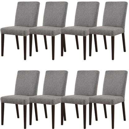 Catmint Dining Chair Set of 8 Fabric Upholstered Solid Acacia Wood - Granite - Cosy Abode