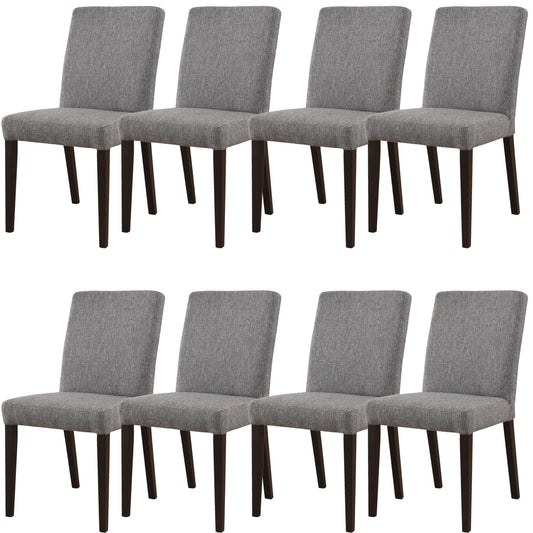 Catmint Dining Chair Set of 8 Fabric Upholstered Solid Acacia Wood - Granite - Cosy Abode