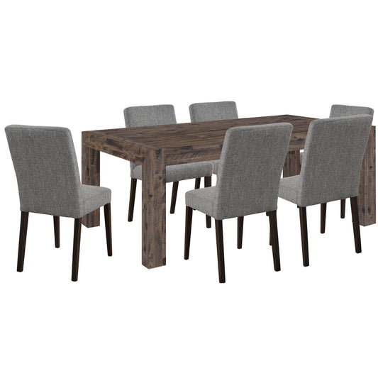 Catmint 7pc Dining Set 180cm Table with 6 Solid Wood Fabric Chair - Cosy Abode