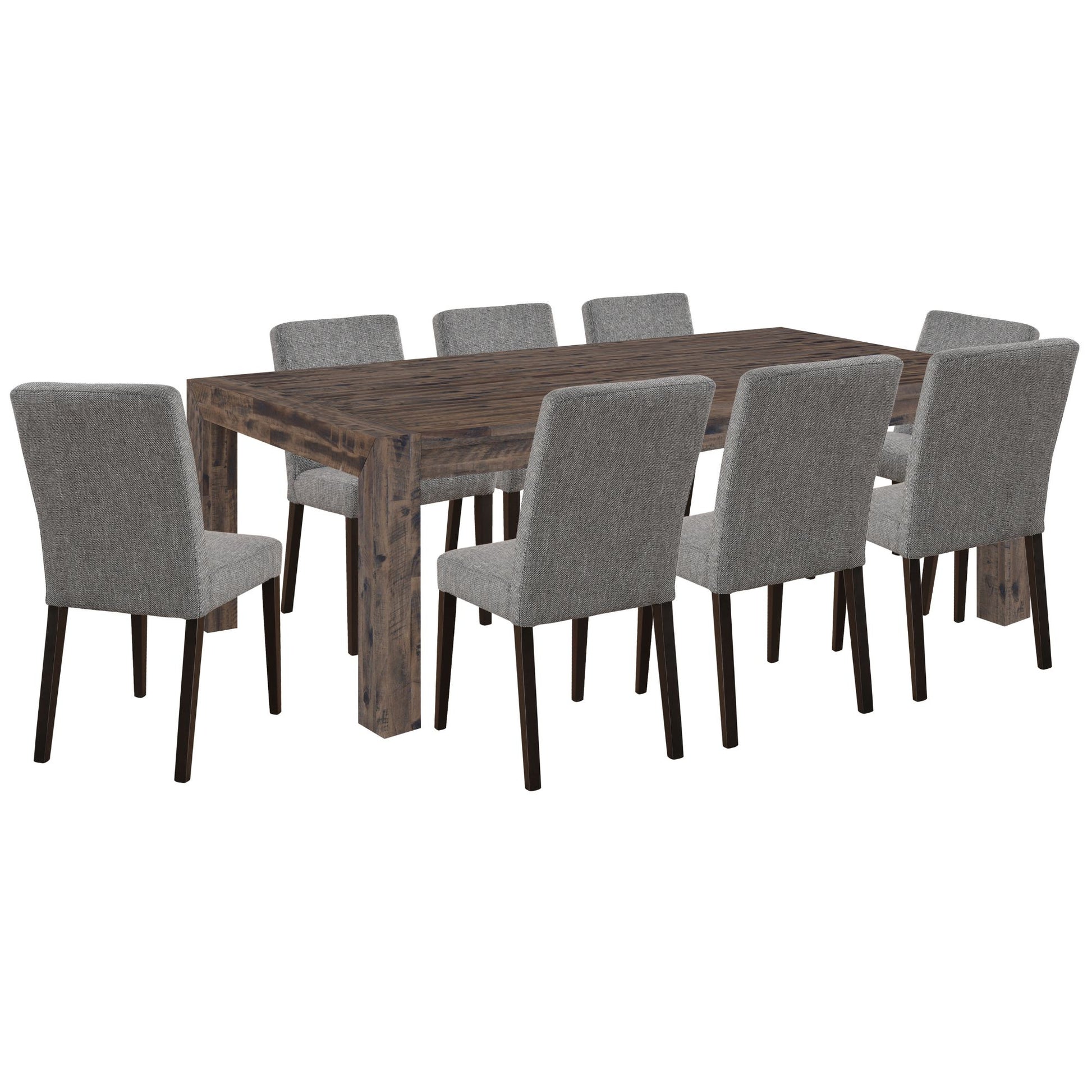 Catmint 9pc Dining Set 210cm Table with 8 Solid Wood Fabric Chair - Cosy Abode