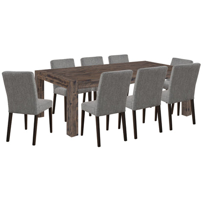 Catmint 9pc Dining Set 210cm Table with 8 Solid Wood Fabric Chair - Cosy Abode