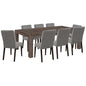 Catmint 9pc Dining Set 210cm Table with 8 Solid Wood Fabric Chair - Cosy Abode