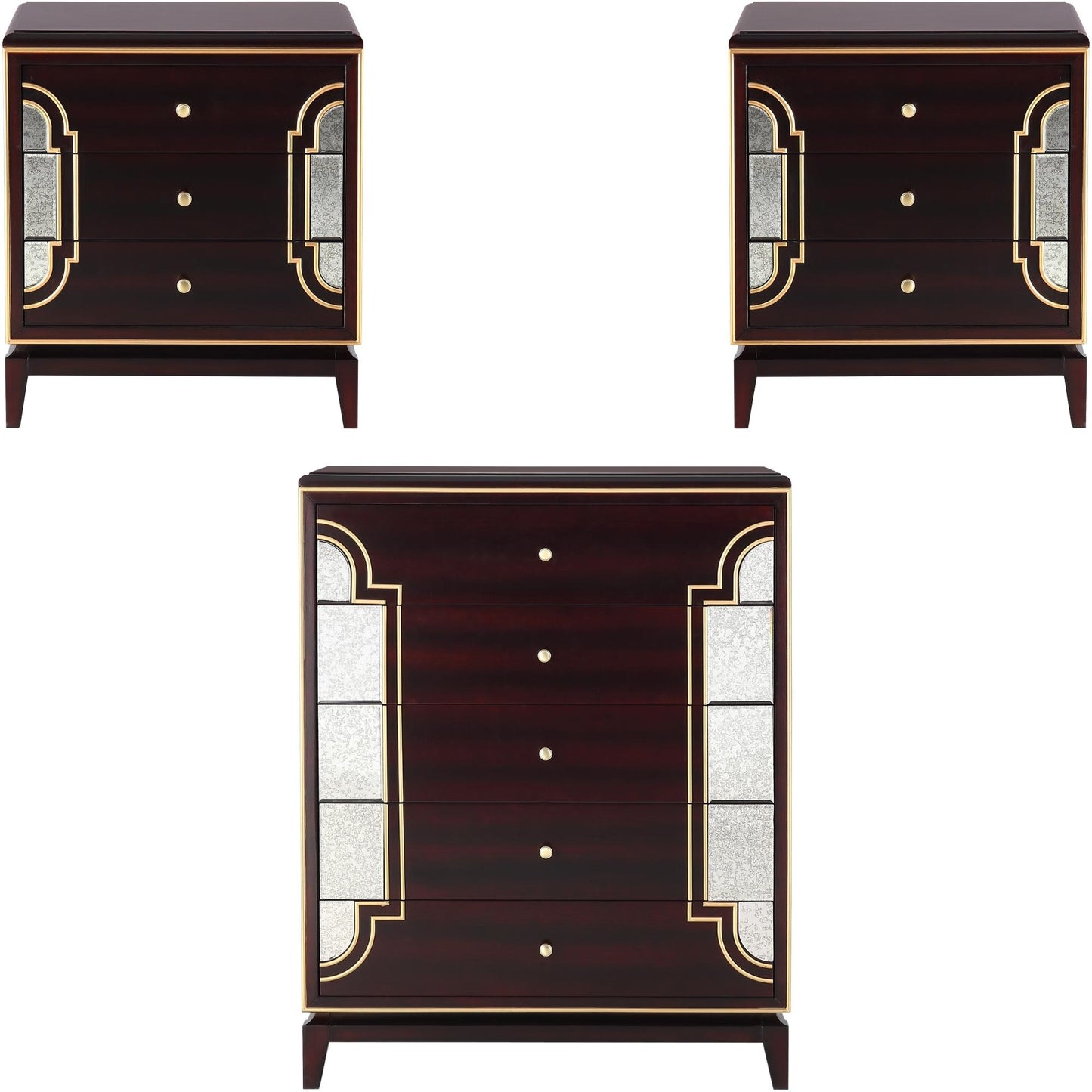 Scarlet Antique 2pc Bedside Table Tallboy Solid Wood Chest of Drawers Nightstand - Cosy Abode