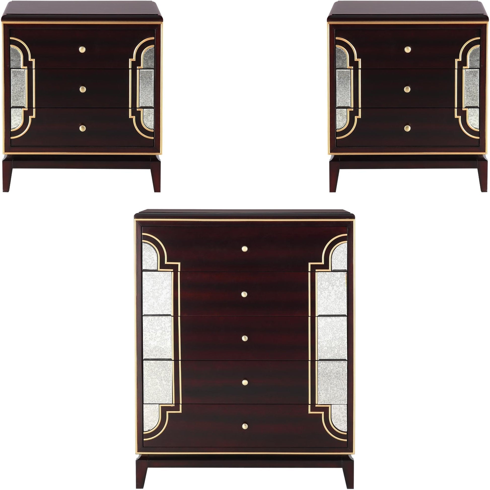 Scarlet Antique 2pc Bedside Table Tallboy Solid Wood Chest of Drawers Nightstand - Cosy Abode