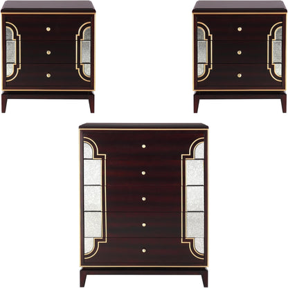 Scarlet Antique 2pc Bedside Table Tallboy Solid Wood Chest of Drawers Nightstand - Cosy Abode