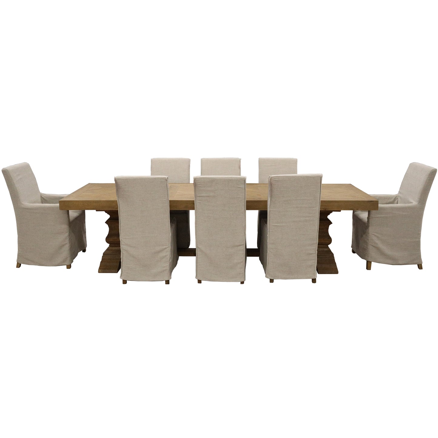 Ixora  Dining Chair Set of 8 Fabric Slipcover French Provincial Carver Timber - Cosy Abode