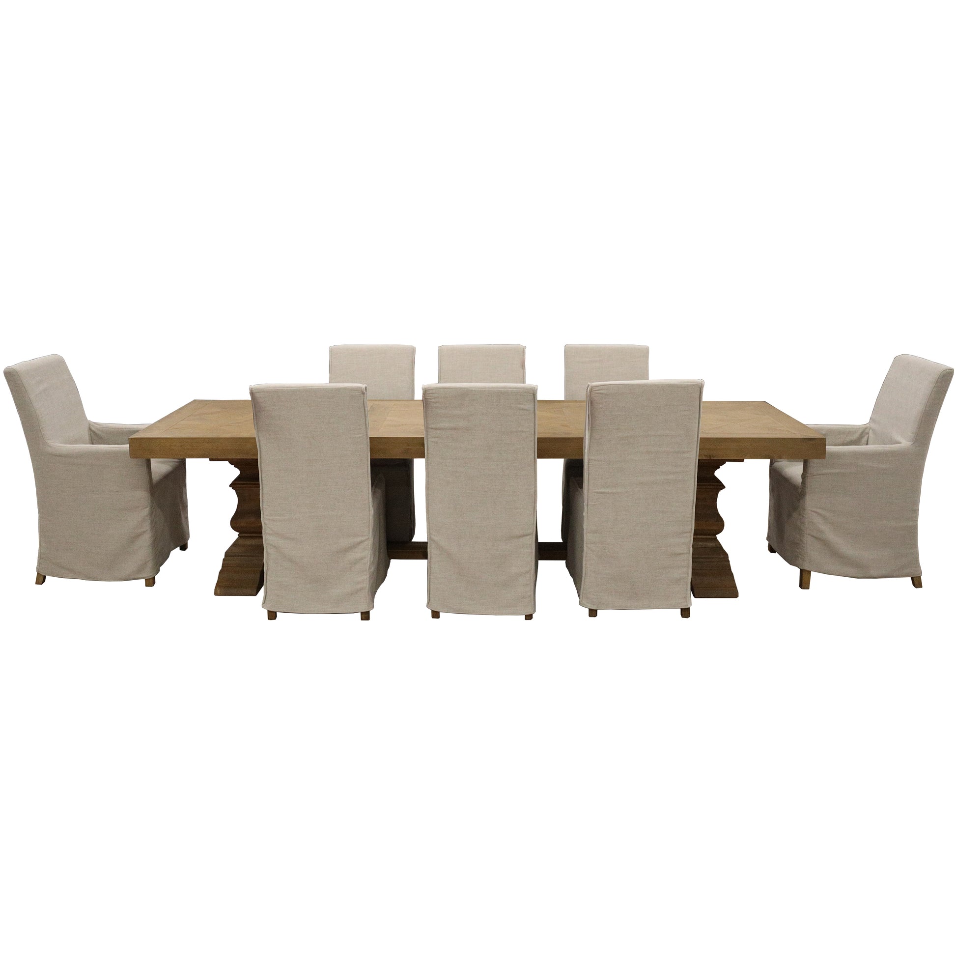 Ixora  Dining Chair Set of 8 Fabric Slipcover French Provincial Carver Timber - Cosy Abode