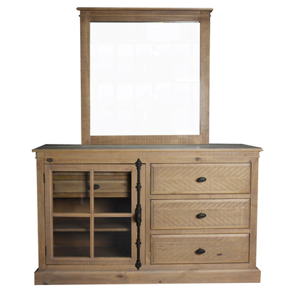 Jade Dresser Mirror Vanity Dressing Table Solid Wood Frame - Natural - Cosy Abode