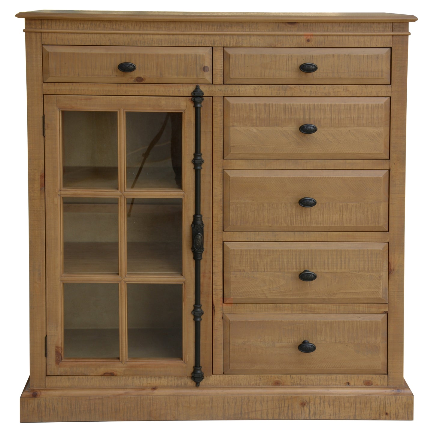 Jade Tallboy 6 Chest of Drawers 1 Door Bed Storage Cabinet Stand - Natural - Cosy Abode