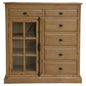 Jade Tallboy 6 Chest of Drawers 1 Door Bed Storage Cabinet Stand - Natural - Cosy Abode