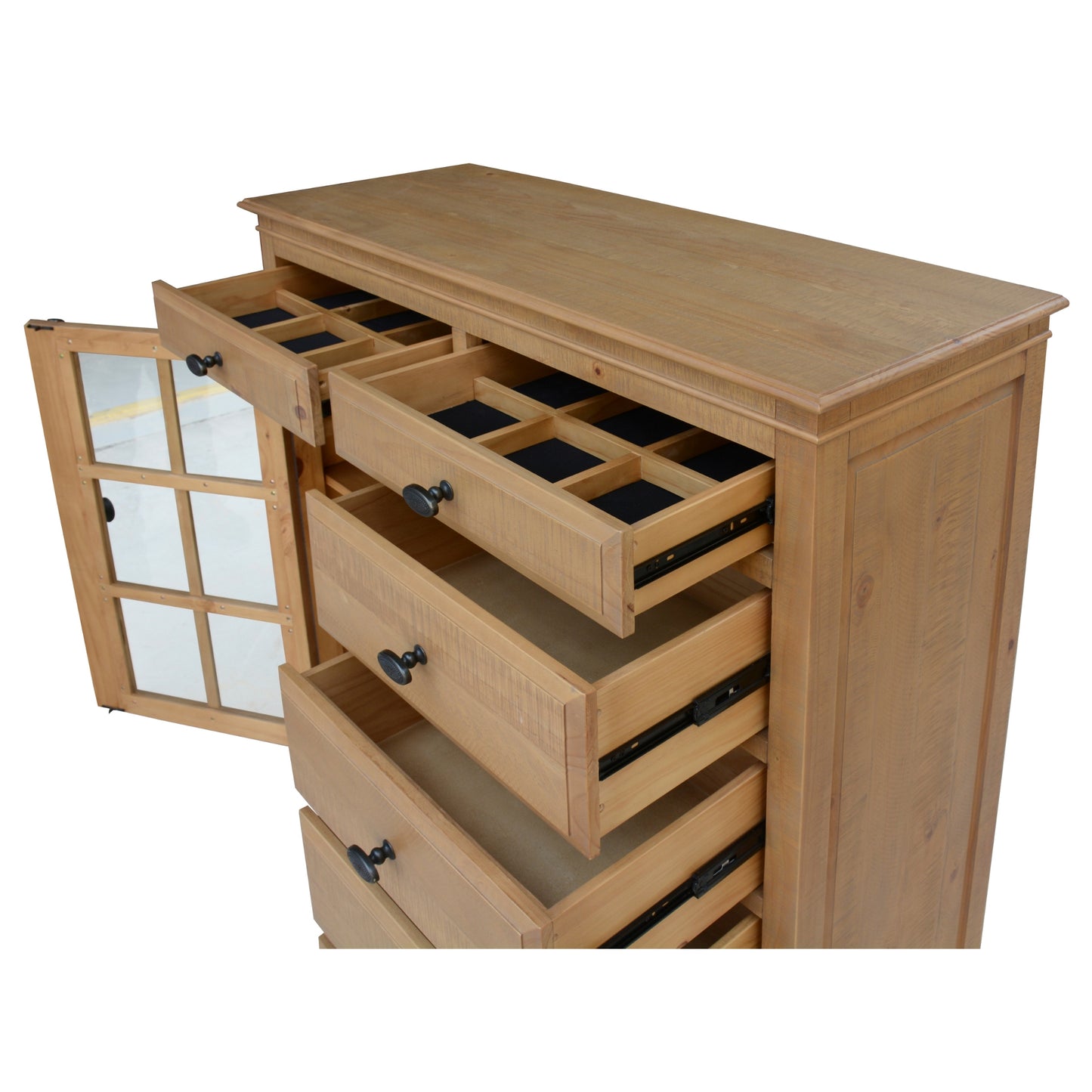 Jade Tallboy 6 Chest of Drawers 1 Door Bed Storage Cabinet Stand - Natural - Cosy Abode