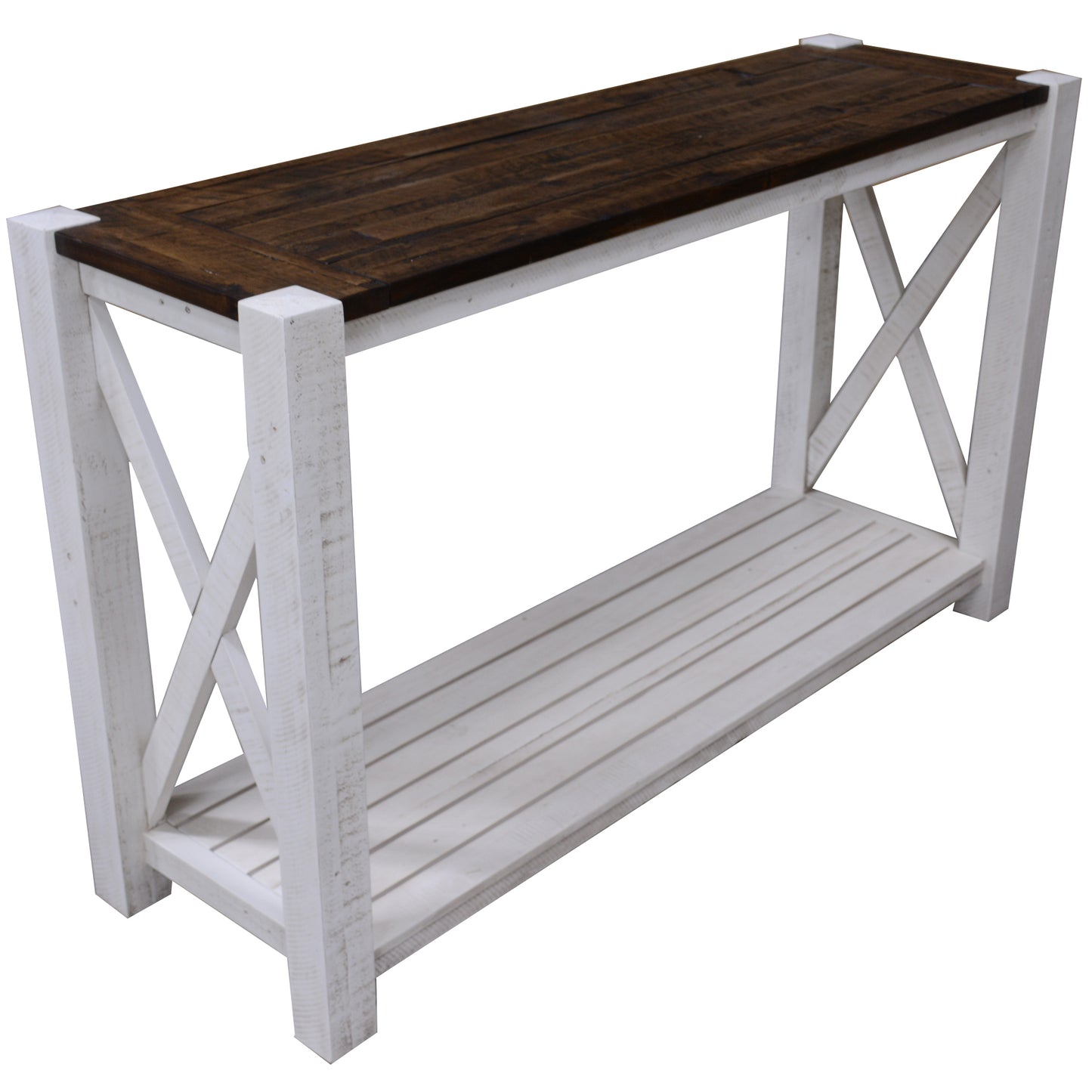 Erica Console Hallway Entry Table 130cm Solid Acacia Timber Wood Brown White - Cosy Abode