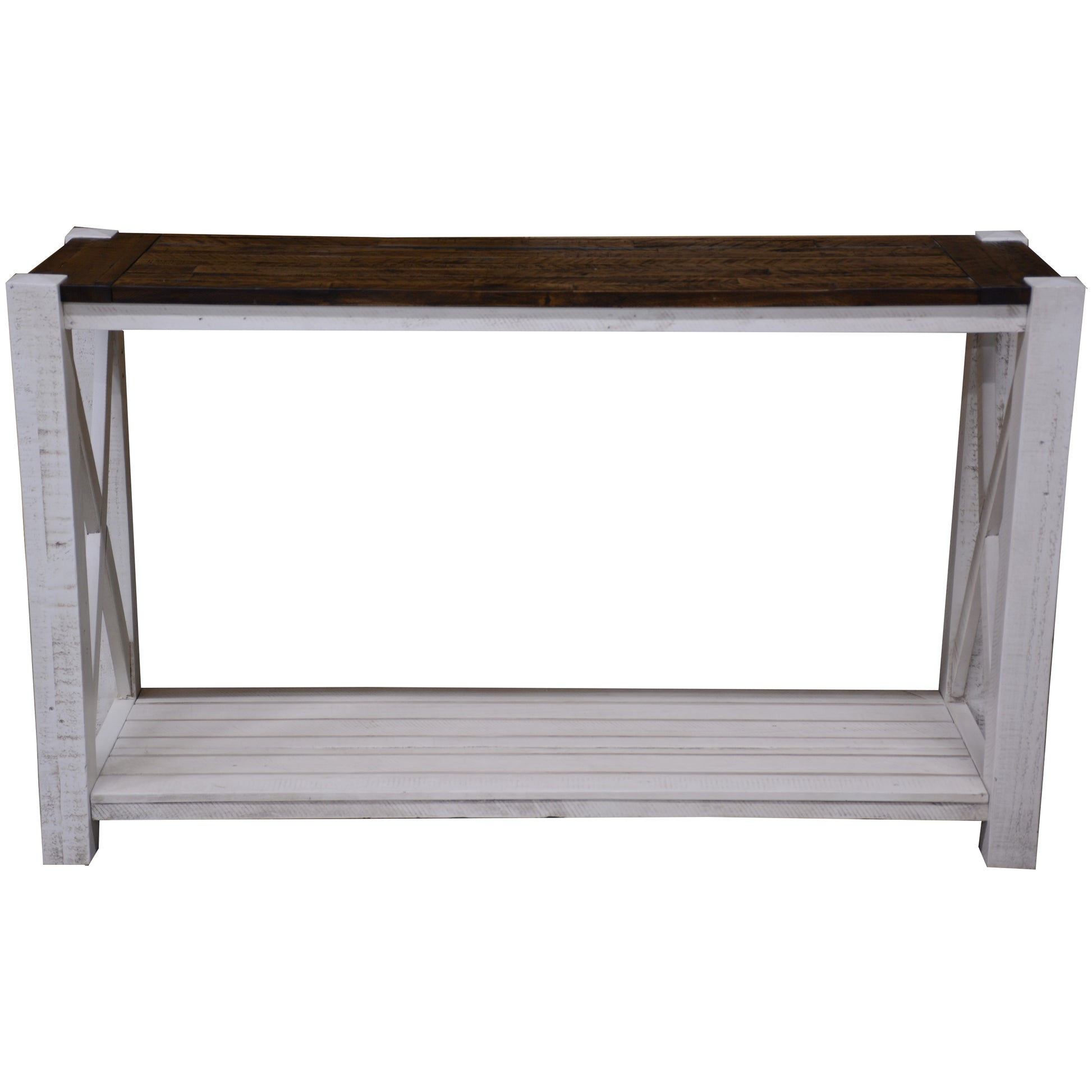 Erica Console Hallway Entry Table 130cm Solid Acacia Timber Wood Brown White - Cosy Abode