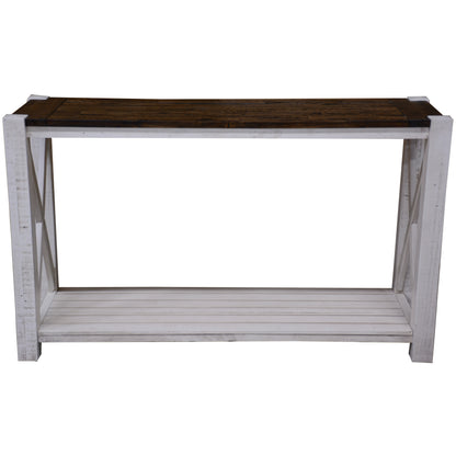 Erica Console Hallway Entry Table 130cm Solid Acacia Timber Wood Brown White - Cosy Abode