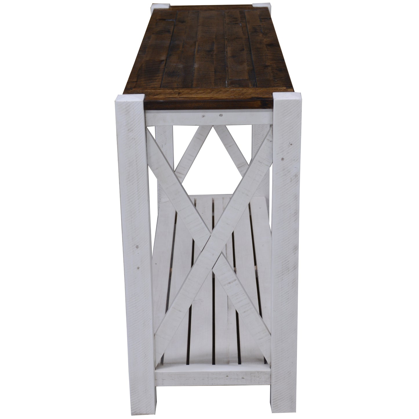Erica Console Hallway Entry Table 130cm Solid Acacia Timber Wood Brown White - Cosy Abode