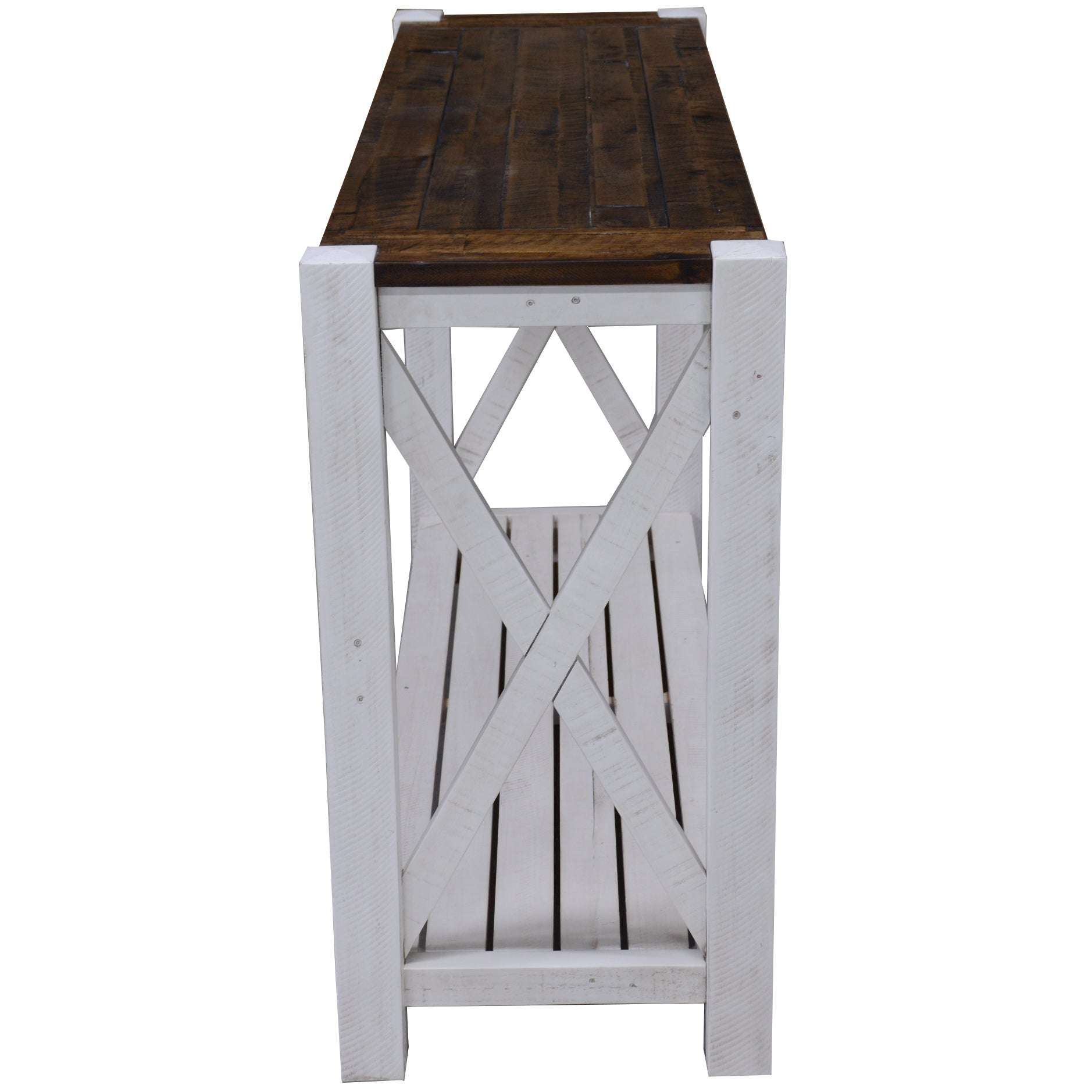 Erica Console Hallway Entry Table 130cm Solid Acacia Timber Wood Brown White - Cosy Abode
