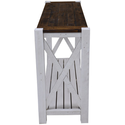 Erica Console Hallway Entry Table 130cm Solid Acacia Timber Wood Brown White - Cosy Abode