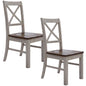 Erica X-Back Dining Chair Set of 2 Solid Acacia Timber Wood Hampton Brown White - Cosy Abode