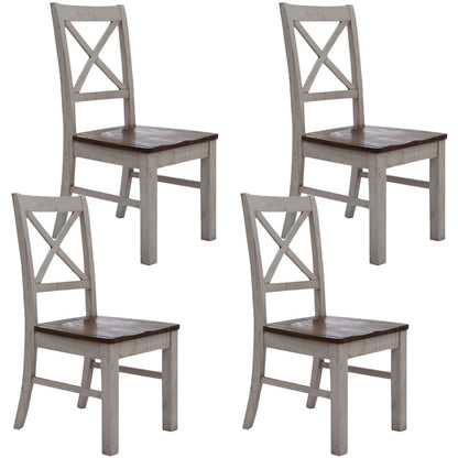 Erica X-Back Dining Chair Set of 4 Solid Acacia Timber Wood Hampton Brown White - Cosy Abode