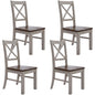 Erica X-Back Dining Chair Set of 4 Solid Acacia Timber Wood Hampton Brown White - Cosy Abode