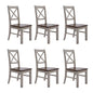 Erica X-Back Dining Chair Set of 6 Solid Acacia Timber Wood Hampton Brown White - Cosy Abode