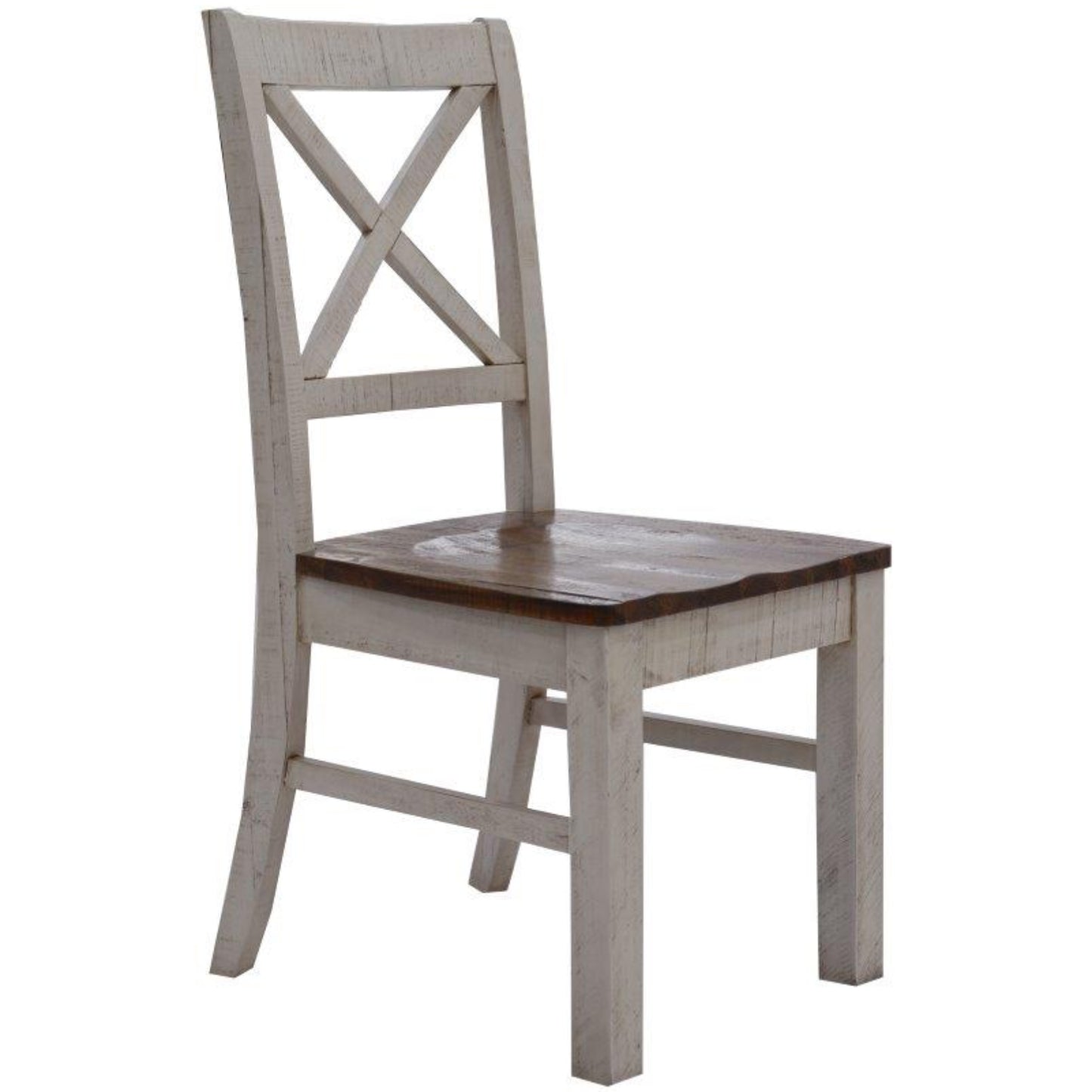 Erica X-Back Dining Chair Set of 6 Solid Acacia Timber Wood Hampton Brown White - Cosy Abode