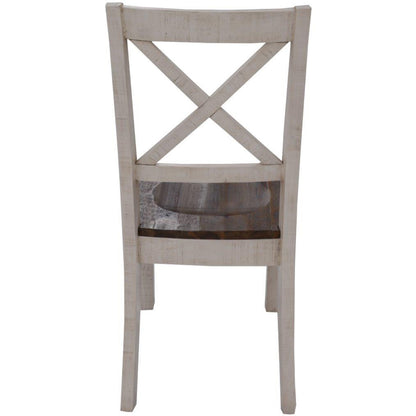 Erica X-Back Dining Chair Set of 6 Solid Acacia Timber Wood Hampton Brown White - Cosy Abode