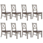 Erica X-Back Dining Chair Set of 8 Solid Acacia Timber Wood Hampton Brown White - Cosy Abode