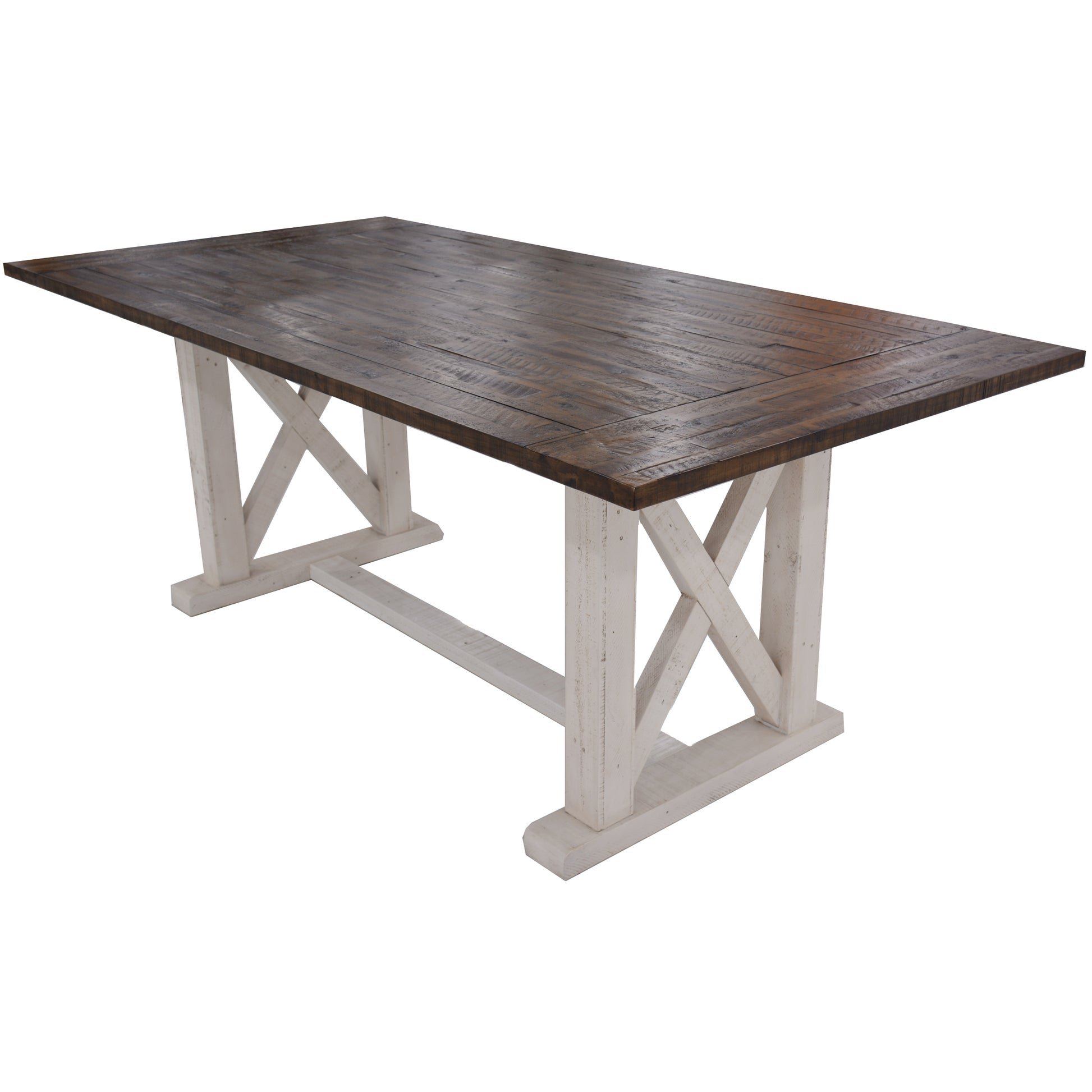 Erica 7pc Dining Set 200cm Table 6 Chair Solid Acacia Wood Timber Brown White - Cosy Abode