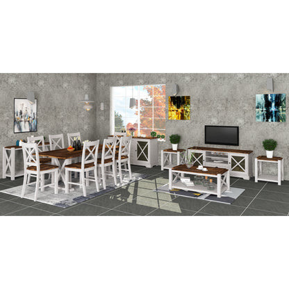 Erica 9pc Dining Set 240cm Table 8 Chair Solid Acacia Wood Timber Brown White - Cosy Abode