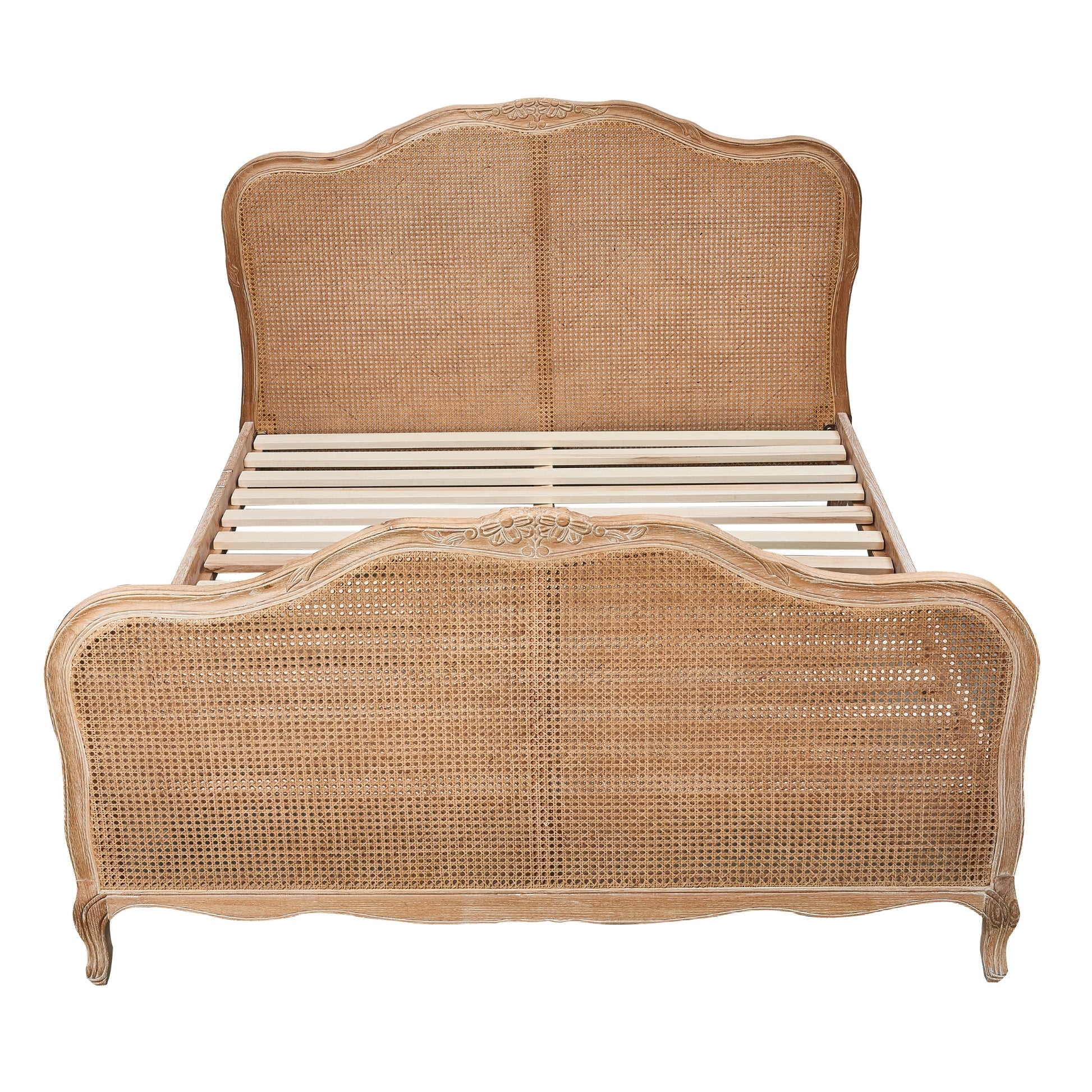 Bali Queen Size Bed Frame Rattan Solid Timber Wood Mattress Base Oak - Cosy Abode