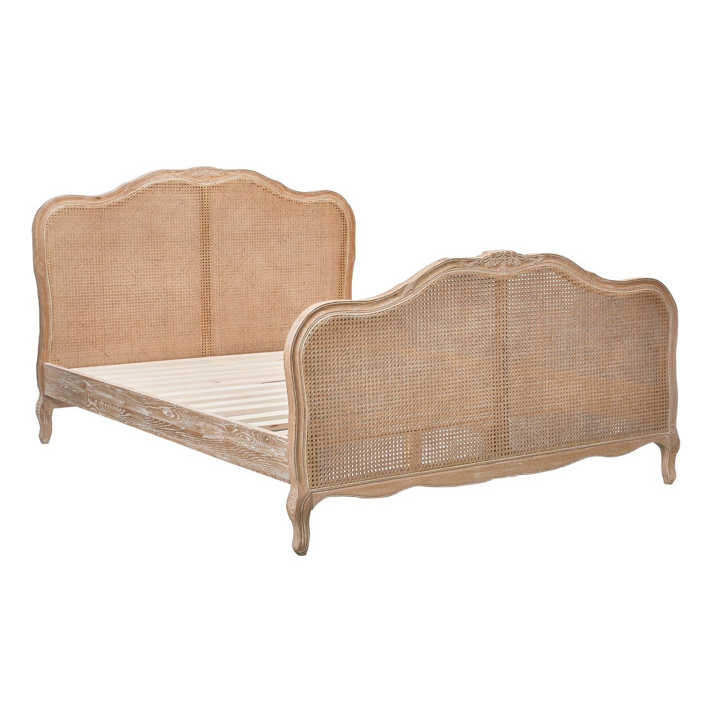 Bali King Size Bed Frame Rattan Solid Timber Wood Mattress Base Oak - Cosy Abode