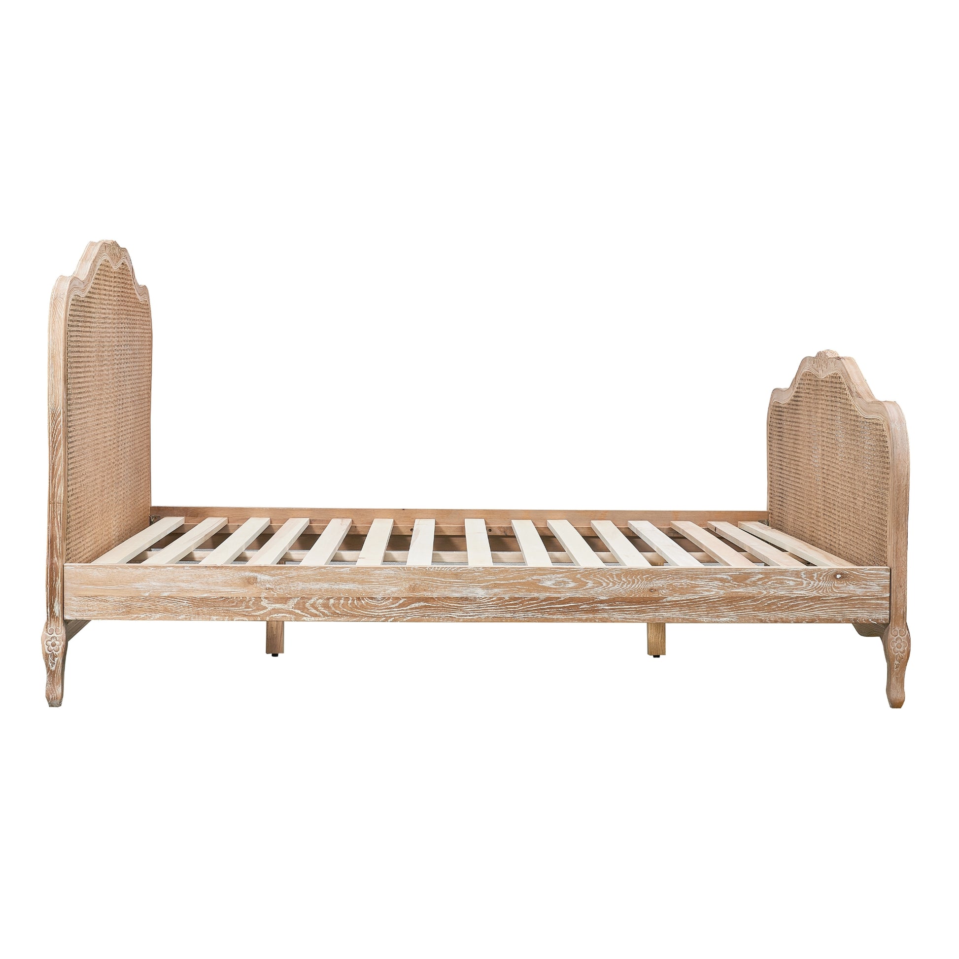 Bali King Size Bed Frame Rattan Solid Timber Wood Mattress Base Oak - Cosy Abode
