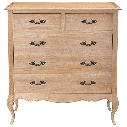 Bali Tallboy 5 Chest of Drawers Storage Cabinet Oak - Cosy Abode