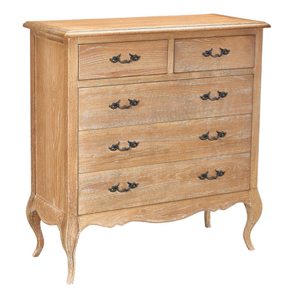 Bali Tallboy 5 Chest of Drawers Storage Cabinet Oak - Cosy Abode
