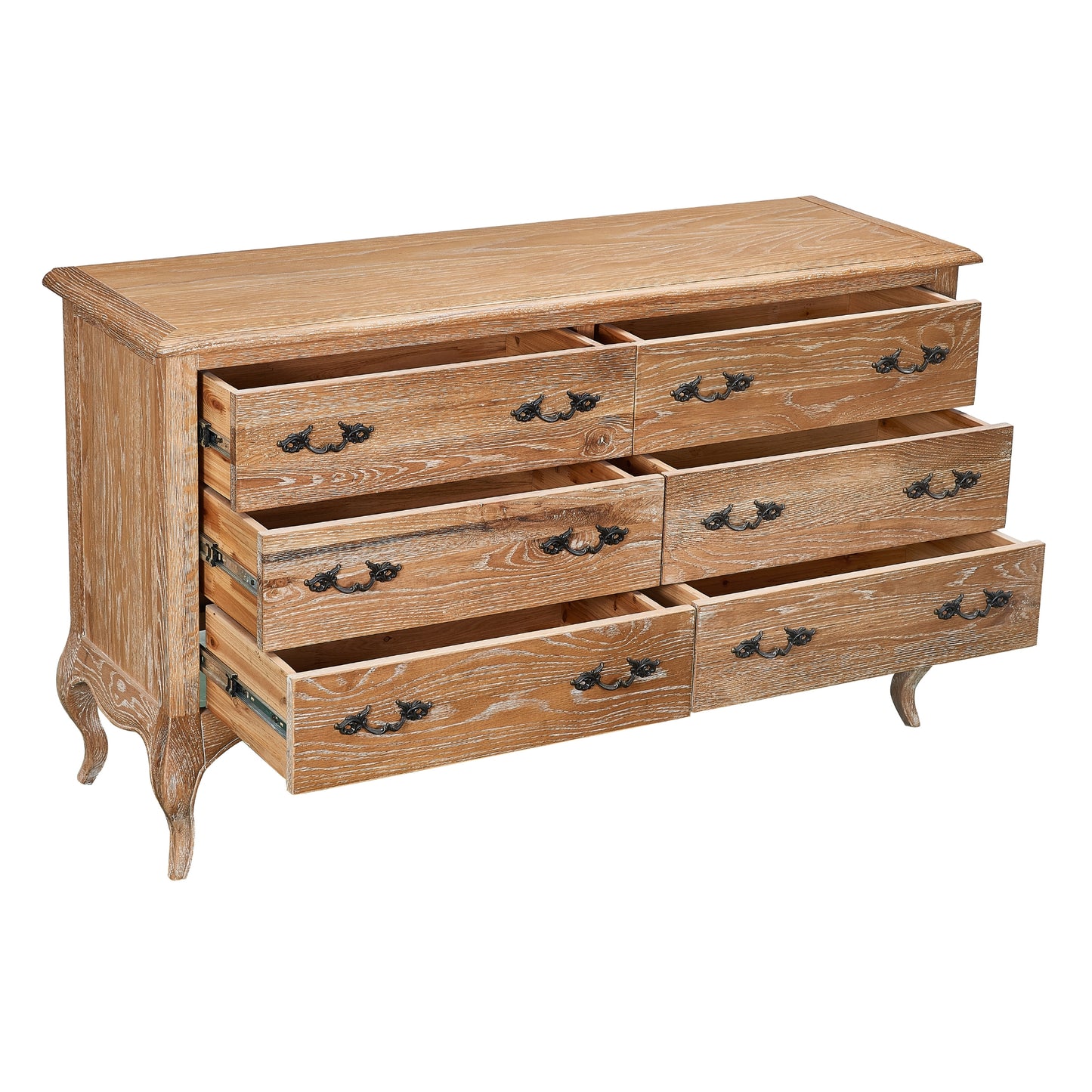 Bali Dresser 6 Chest of Drawers Storage Cabinet Oak - Cosy Abode