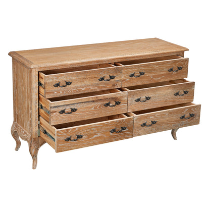 Bali Dresser 6 Chest of Drawers Storage Cabinet Oak - Cosy Abode