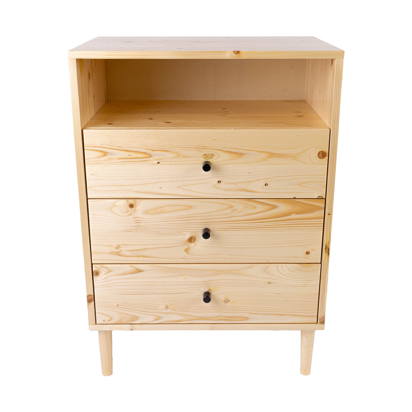 Jamie Tallboy 3 Chest of Drawers Solid Pine Wood Bed Storage Cabinet - Natural - Cosy Abode