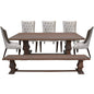 Florence  7pc Dining Table Set 230cm 5 Chair 1 Seat Bench French Provincial - Cosy Abode