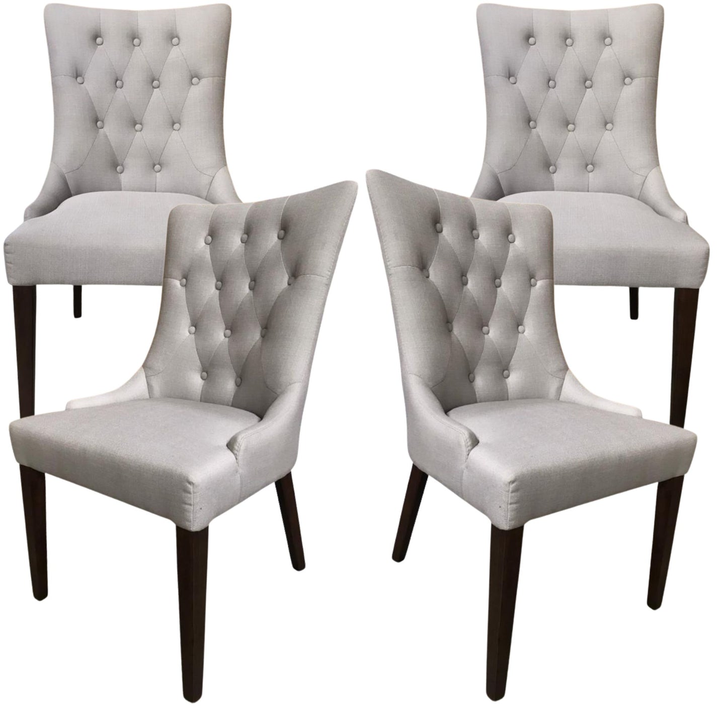 Florence  Set of 4 Fabric Dining Chair French Provincial Solid Timber Wood - Cosy Abode