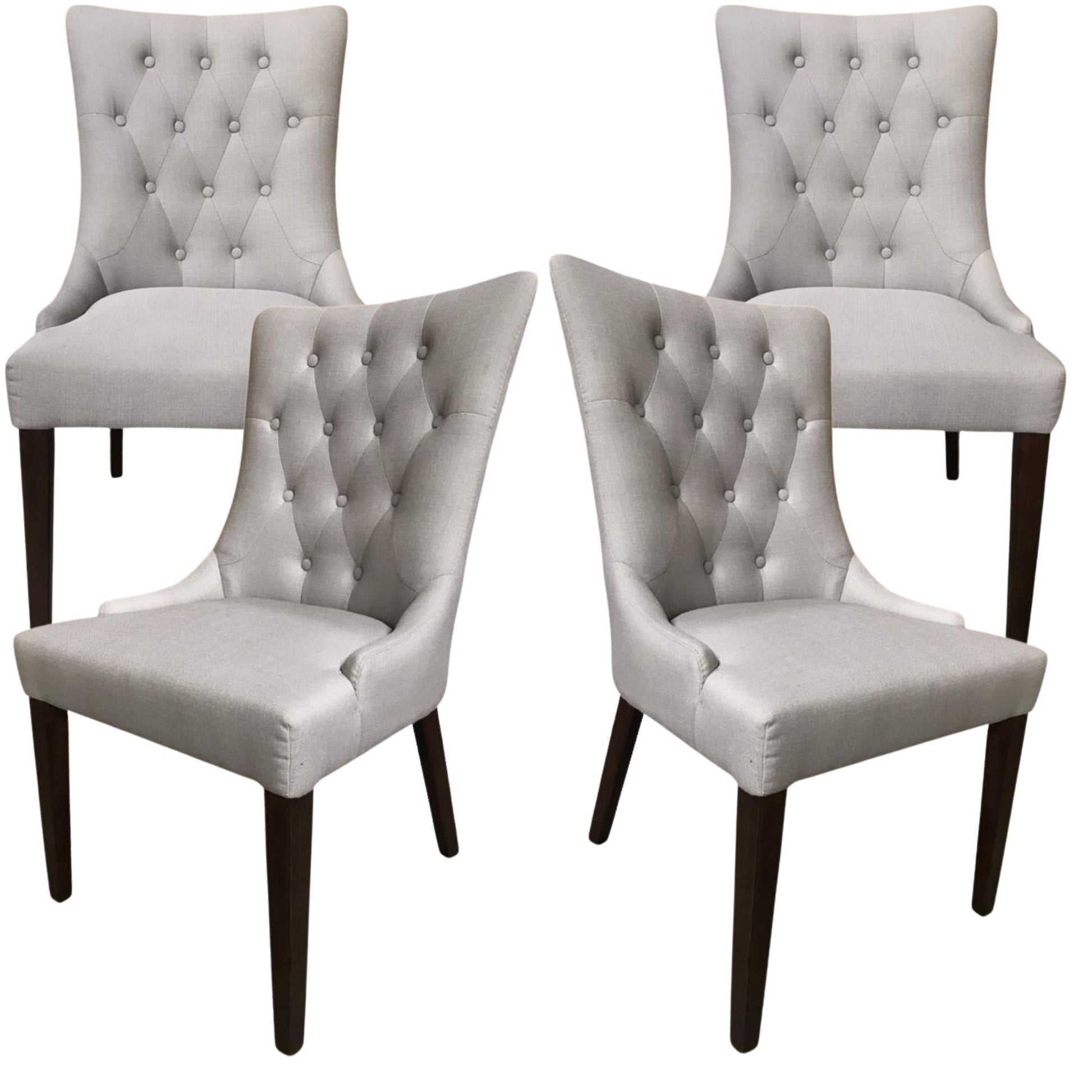 Florence  Set of 4 Fabric Dining Chair French Provincial Solid Timber Wood - Cosy Abode