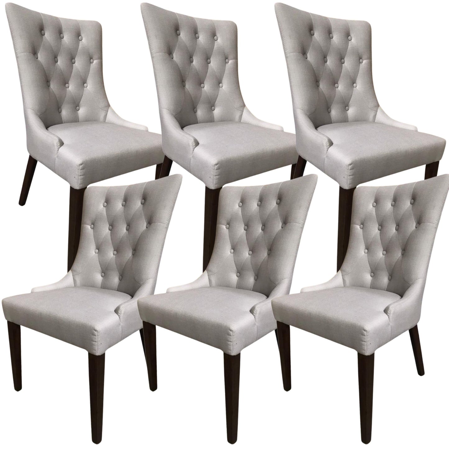 Florence  Set of 6 Fabric Dining Chair French Provincial Solid Timber Wood - Cosy Abode