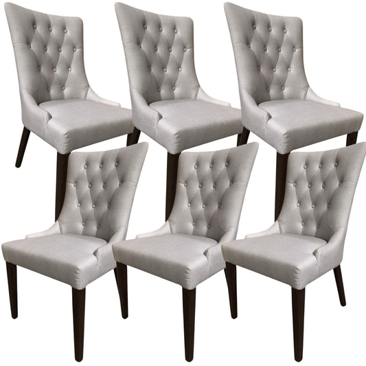 Florence  Set of 6 Fabric Dining Chair French Provincial Solid Timber Wood - Cosy Abode